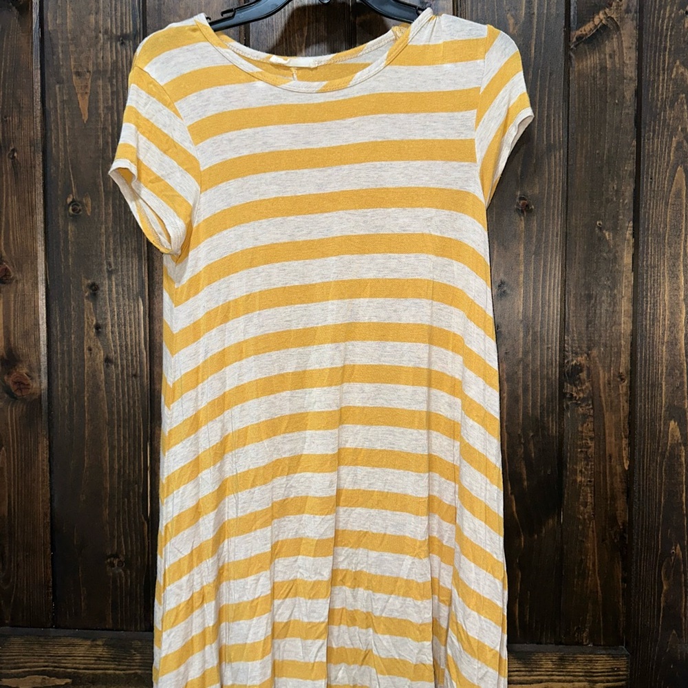 Striped Yellow and White Midi Dress